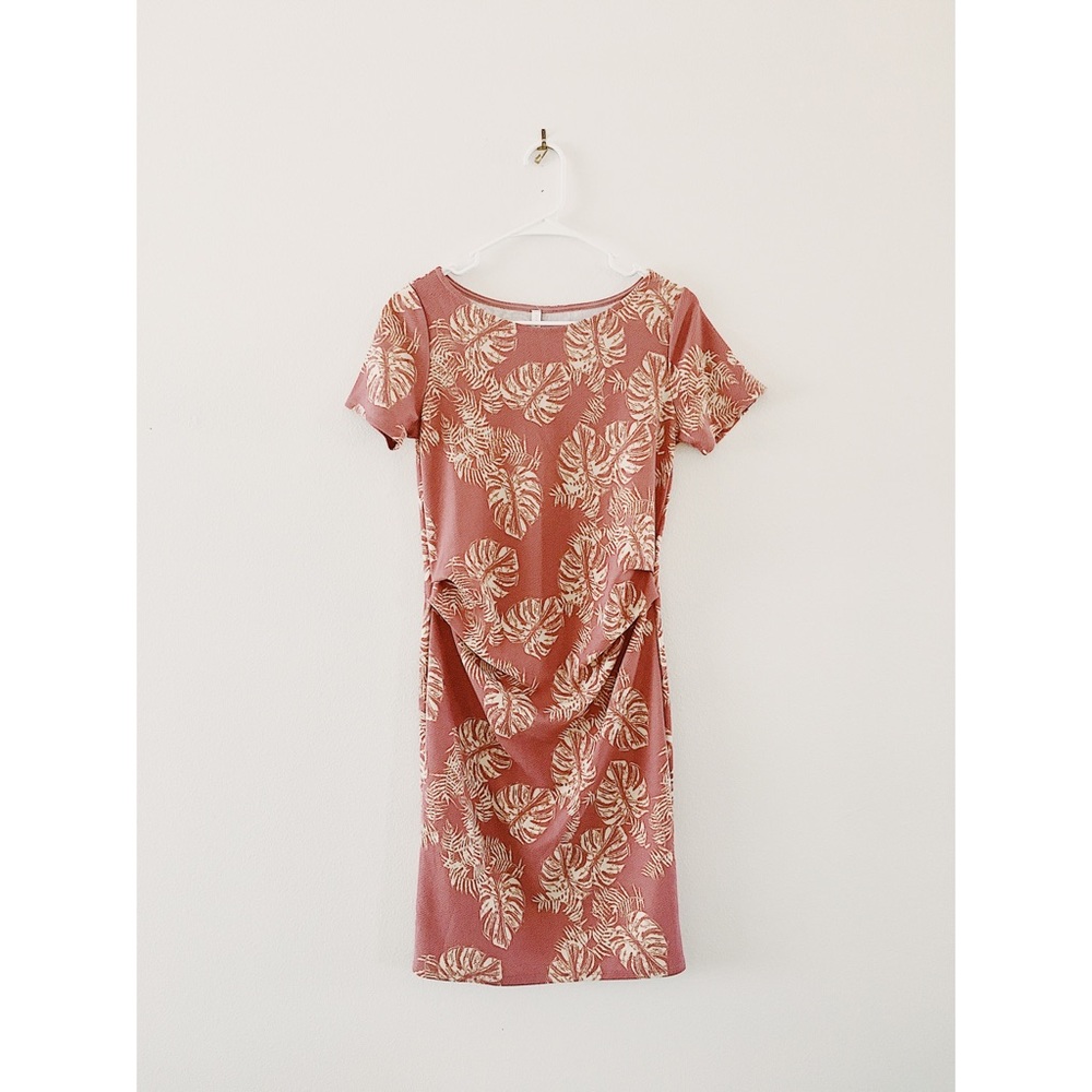 Maternity Short Sleeve Fitted Floral Midi Dress